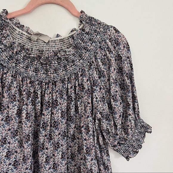 Ann Taylor Loft Floral Smocked Off The Shoulder Top XS - Picture 4 of 5